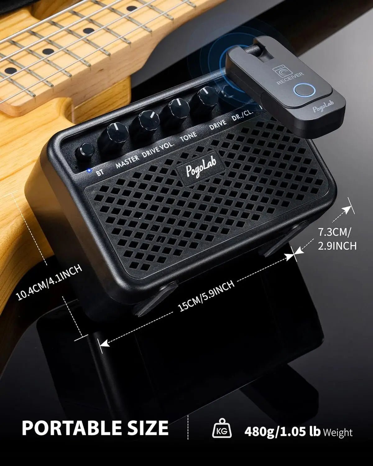 POGOLAB Wireless Bluetooth Speaker – 5W Portable Guitar Amp with Dual Channels, Rechargeable for Daily Practice and Jam Sessions - ZAMAR AUDIO SOLUTIONS