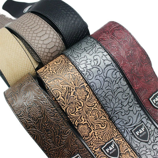 P&P Vintage 2.5 Inch Adjustable Soft Embroidered Guitar Strap – Classical Bass Music Hobby Guitar Accessories - ZAMAR AUDIO SOLUTIONS