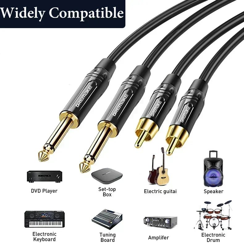 RCA To 1/4 Audio Cable – 2x 6.35mm TS to 2x RCA Male to Male Stereo Audio Adapter Cables for Microphone, Mixer, Sound Card, Amp - ZAMAR AUDIO SOLUTIONS