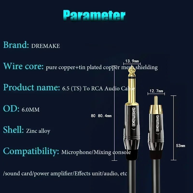 RCA To 1/4 Audio Cable – 2x 6.35mm TS to 2x RCA Male to Male Stereo Audio Adapter Cables for Microphone, Mixer, Sound Card, Amp - ZAMAR AUDIO SOLUTIONS