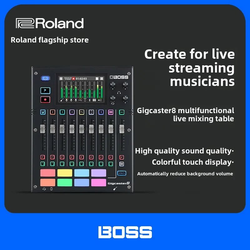 Roland Boss GCS - 8 Gigcaster 8 Multifunctional Live Broadcast Mixing Station – 8 - Channel Audio Mixer with Bluetooth and USB Interface for Musicians and Content Creators - ZAMAR AUDIO SOLUTIONS