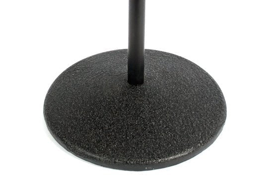 of round base mic stand Kenya weighted base showing textured black powder-coat finish and steel shaft