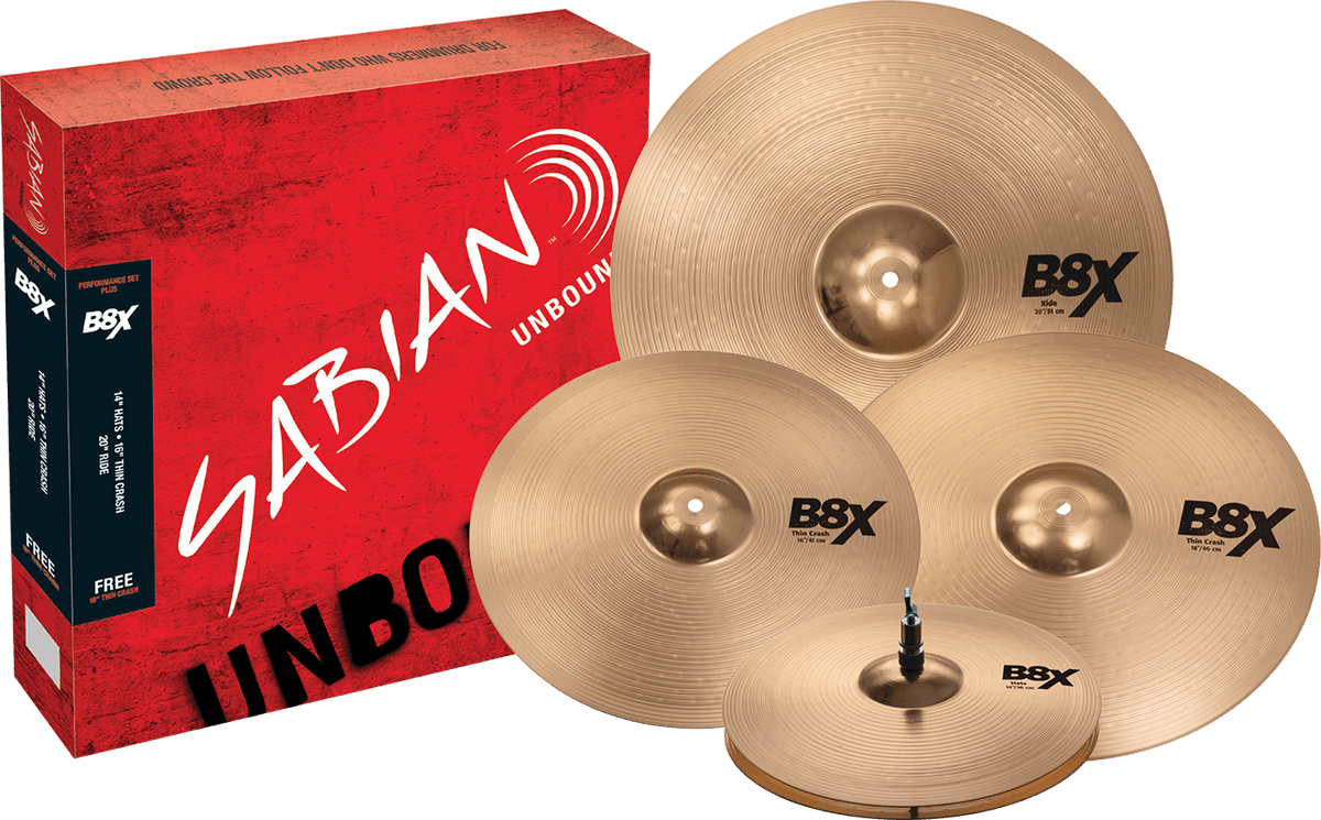 Sabian B8 cymbal set — 14" hi-hats, 16" crash and 20" ride, available in Kenya at Zamar Audio
