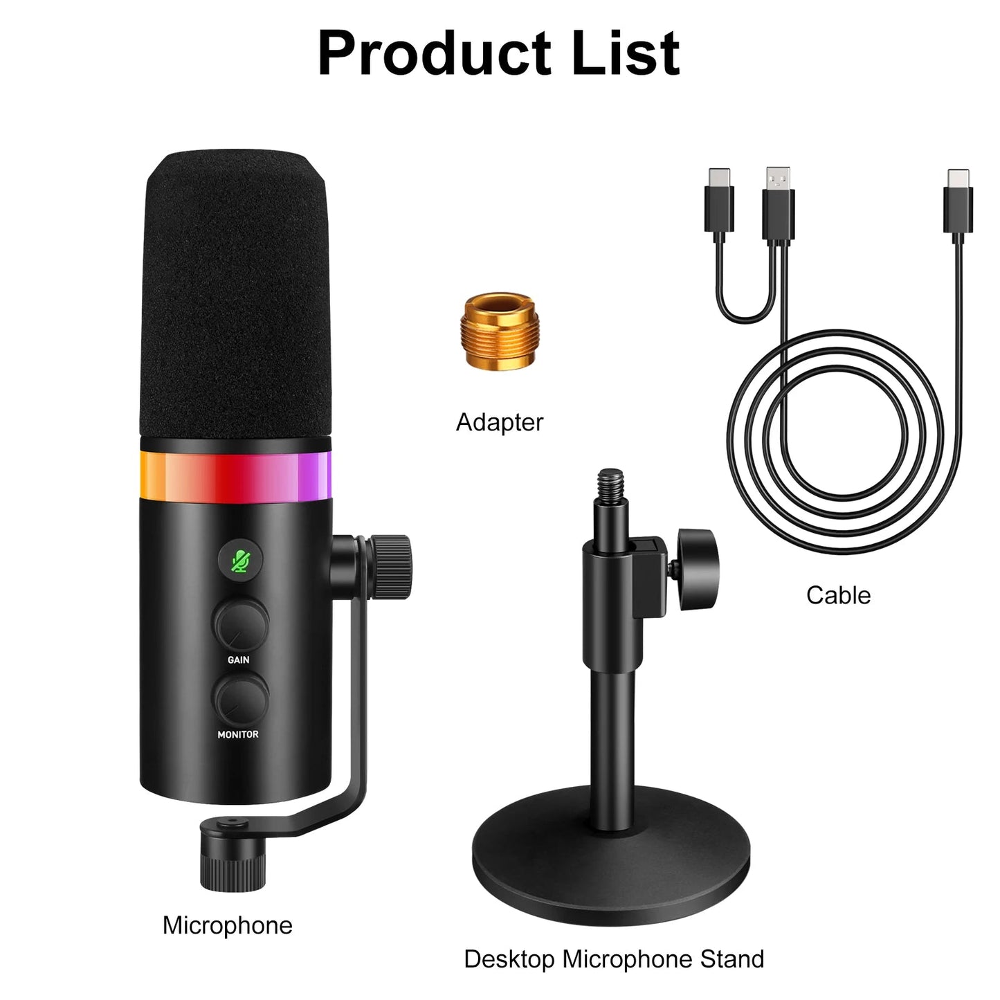 SEMNLAN USB/XLR Dynamic Microphone – Touch-Mute Headphone Jack & Volume Control for YouTube, PC Game, Sound Card Recording (Metal-LM20) - ZAMAR AUDIO SOLUTIONS