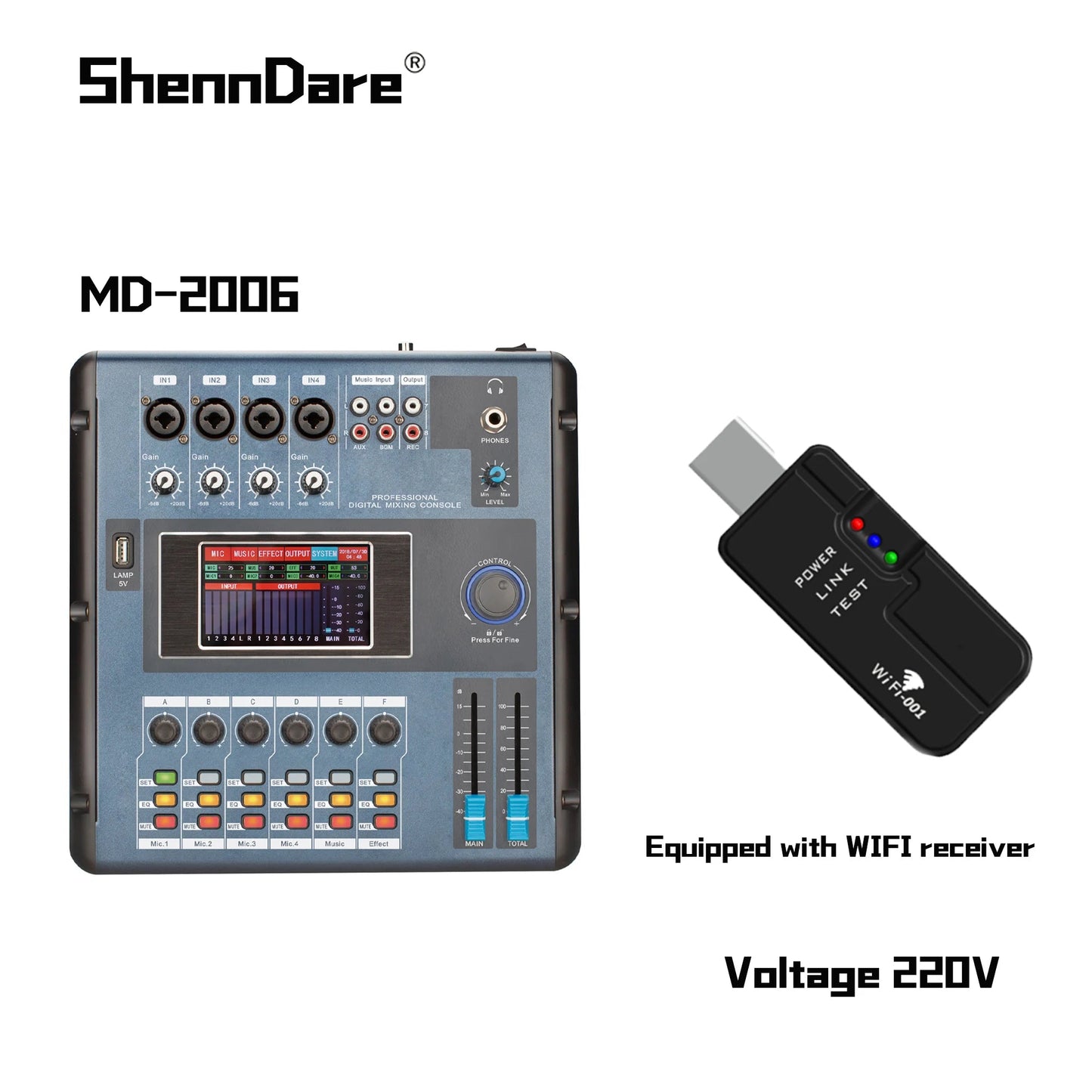 ShennDare MD2006 Screen - Touch Digital Mixer – 6 Channels Professional DJ Controller Audio Mixing Console with WIFI/USB - ZAMAR AUDIO SOLUTIONS