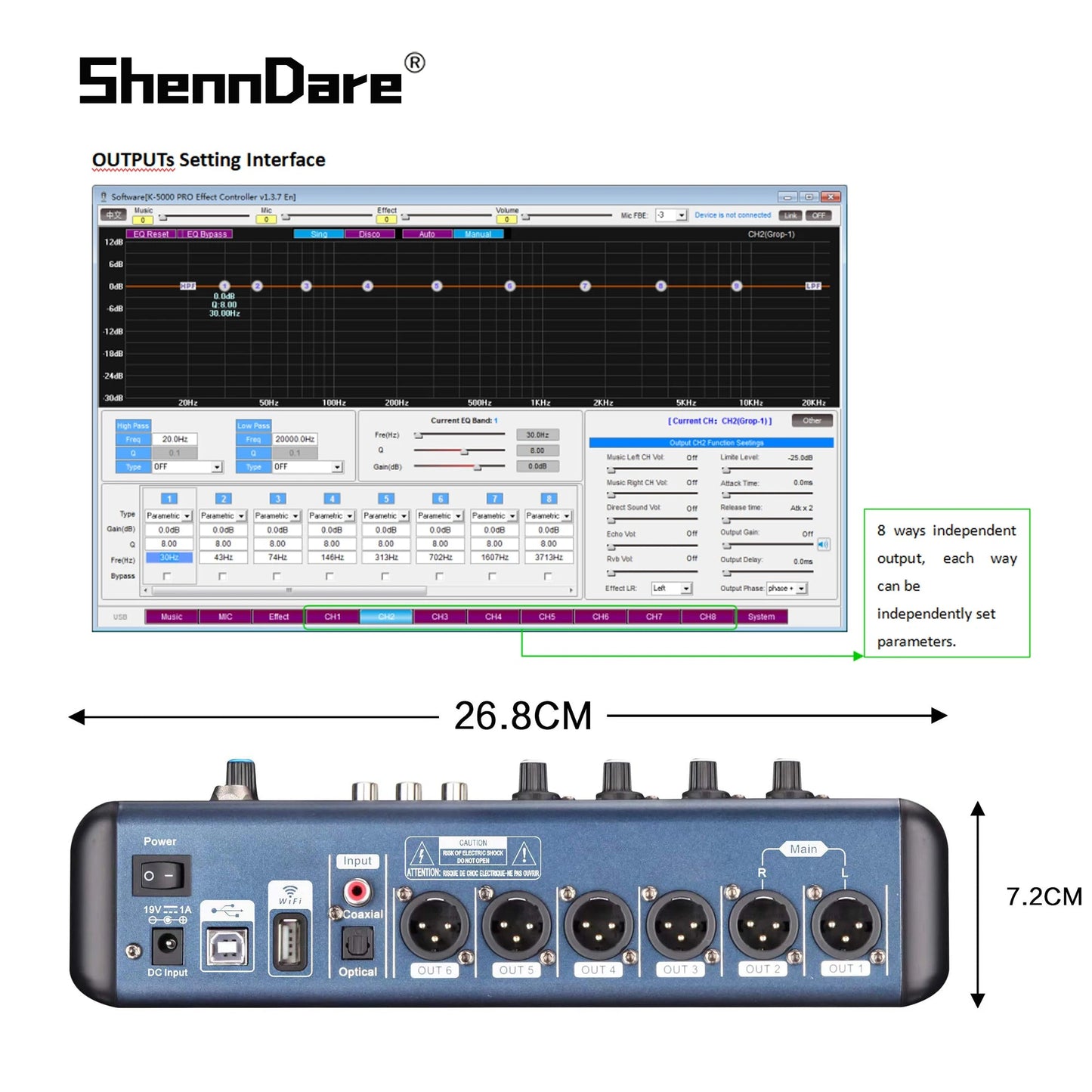 ShennDare MD2006 Screen - Touch Digital Mixer – 6 Channels Professional DJ Controller Audio Mixing Console with WIFI/USB - ZAMAR AUDIO SOLUTIONS