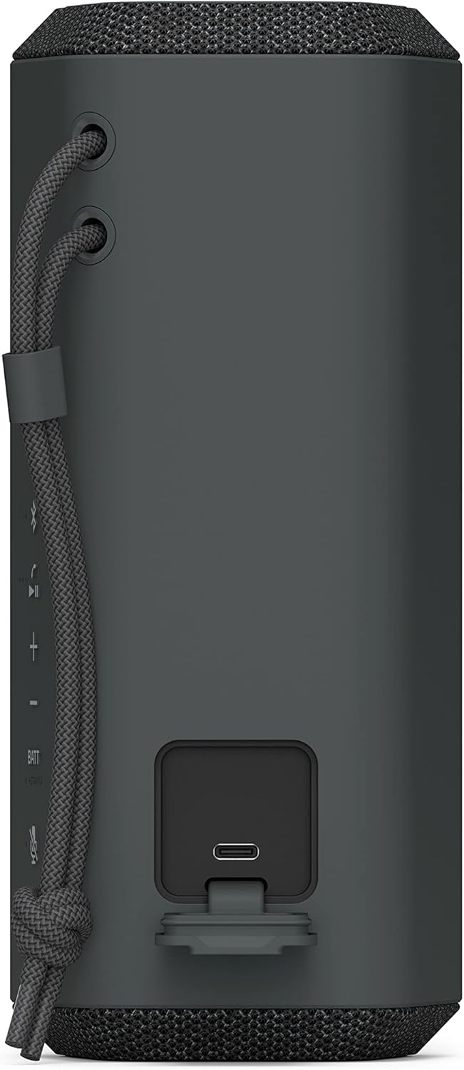 Sony SRS-XE200 Bluetooth speaker USB-C charging port and strap loop detail
