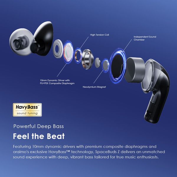 Oraimo OTW‑625 SpaceBuds Z — ENC Noise‑Reduction Wireless Earbuds, 30‑Hour Playtime, Nairobi Delivery