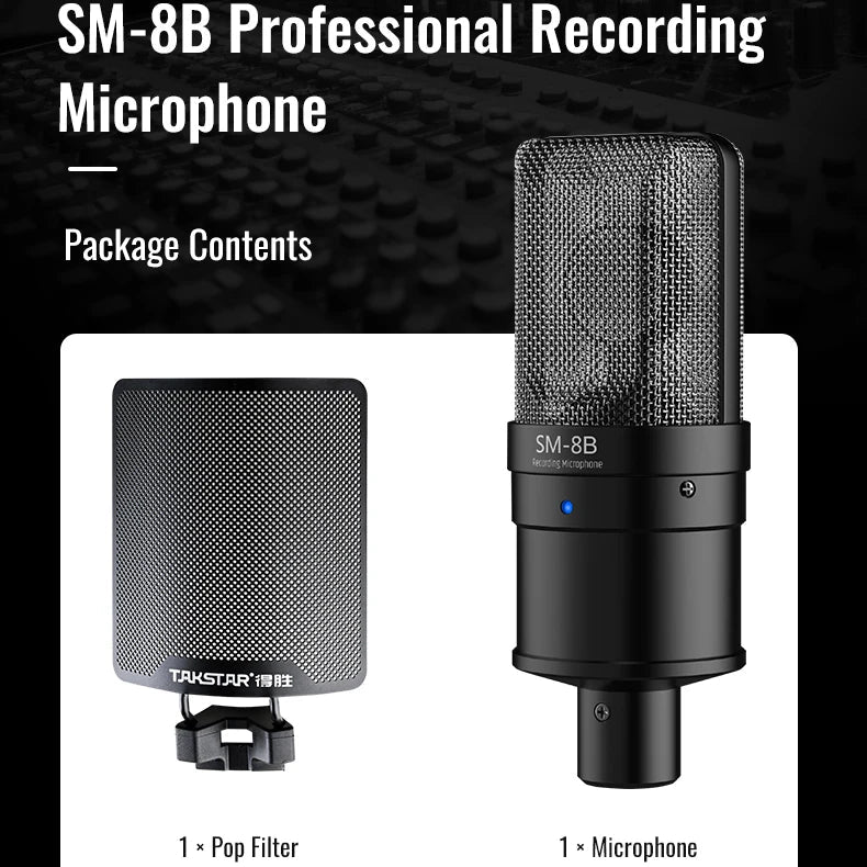 Takstar SM - 8B Studio Microphone – Condenser Microphone with Windproof Sponge for Vocals Recording, Dubbing, Live - Streaming, and YouTube Videos - ZAMAR AUDIO SOLUTIONS