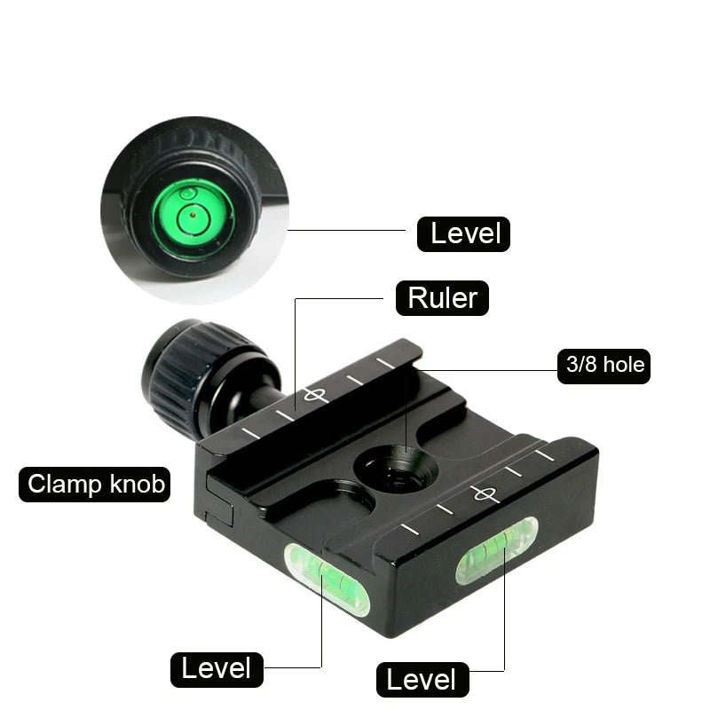 Tripod Ball Head Mount Adapter PU50 RRS – Quick Release Clip Plate Clamp for Arca Swiss DSLR Camera Ballhead, Aluminum - ZAMAR AUDIO SOLUTIONS