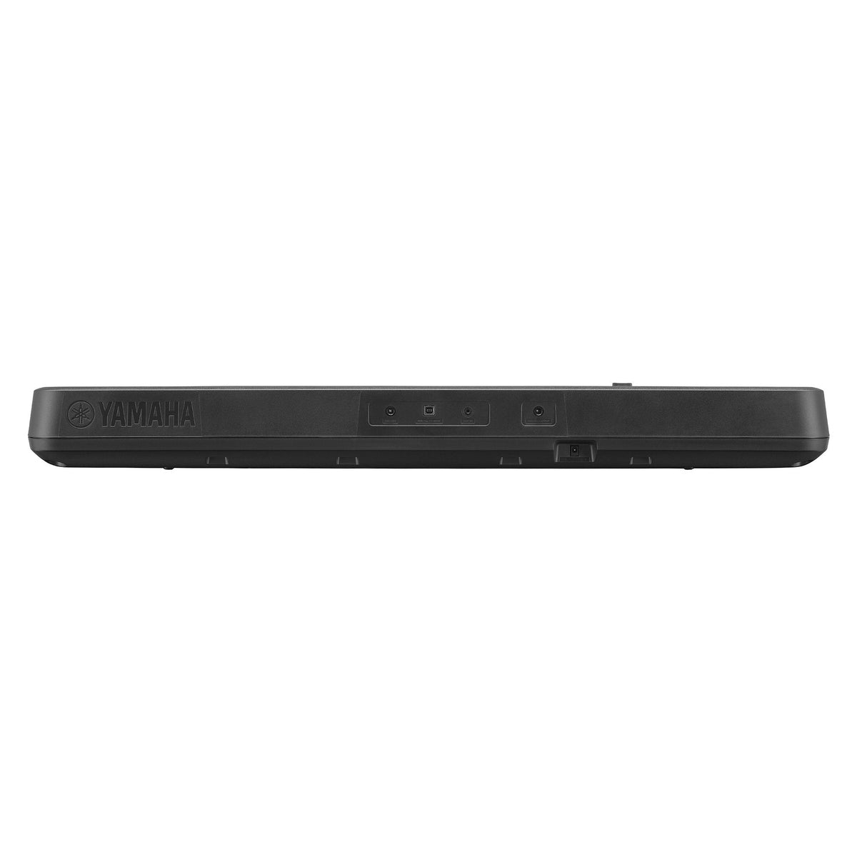 Yamaha PSR-E383 Kenya rear profile showing USB-MIDI port, power input and Yamaha logo on black body