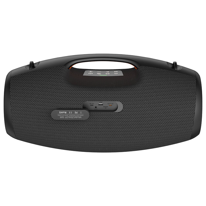 ZEALOT S89 Bluetooth Speaker rear panel with control buttons and power bank output port