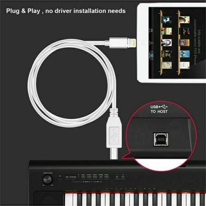1/2PCS Lightning to Type - B MIDI Keyboard Converter Cable 1M – For iPhone iPad iOS - ZAMAR AUDIO SOLUTIONS