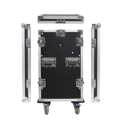 12U flight case Kenya steel ball corners and reinforced aluminum edging detail, rackmount road case
