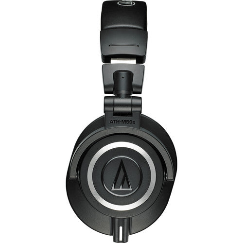 Audio-Technica ATH-M50x Kenya direct side view showing earcup, ATH-M50x model label, and detachable cable port