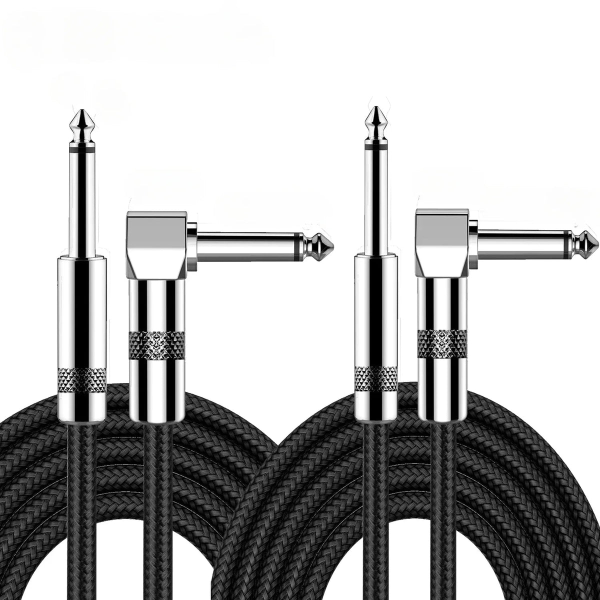 1/4 Inch Right Angled to Straight Guitar Cable – TS 6.35mm Male Instrument Mono 6.5mm Cord for Electric Guitar, Mandolin, Pro Audio - ZAMAR AUDIO SOLUTIONS