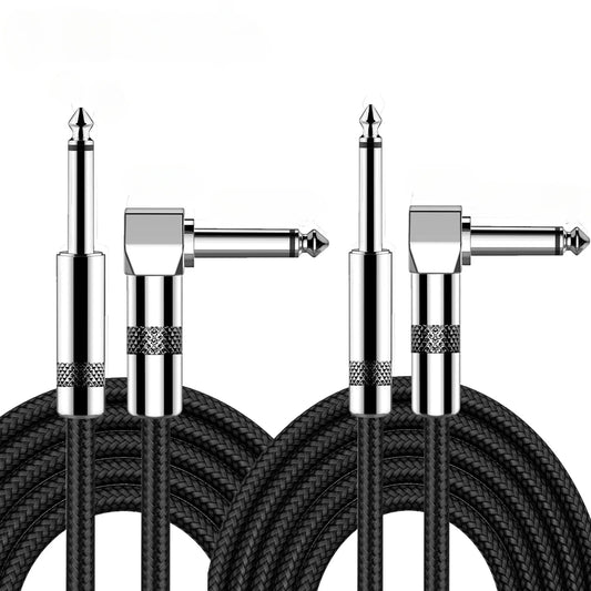 1/4 Inch Right Angled to Straight Guitar Cable – TS 6.35mm Male Instrument Mono 6.5mm Cord for Electric Guitar, Mandolin, Pro Audio - ZAMAR AUDIO SOLUTIONS