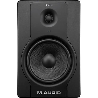 M-Audio BX8 D2 studio monitor Kenya — straight-on front view of matte black cabinet and woven cone driver