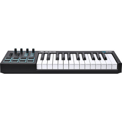 Alesis V25 MIDI controller Kenya right-side angle view showing full 25-key layout, pads and knobs at low profile