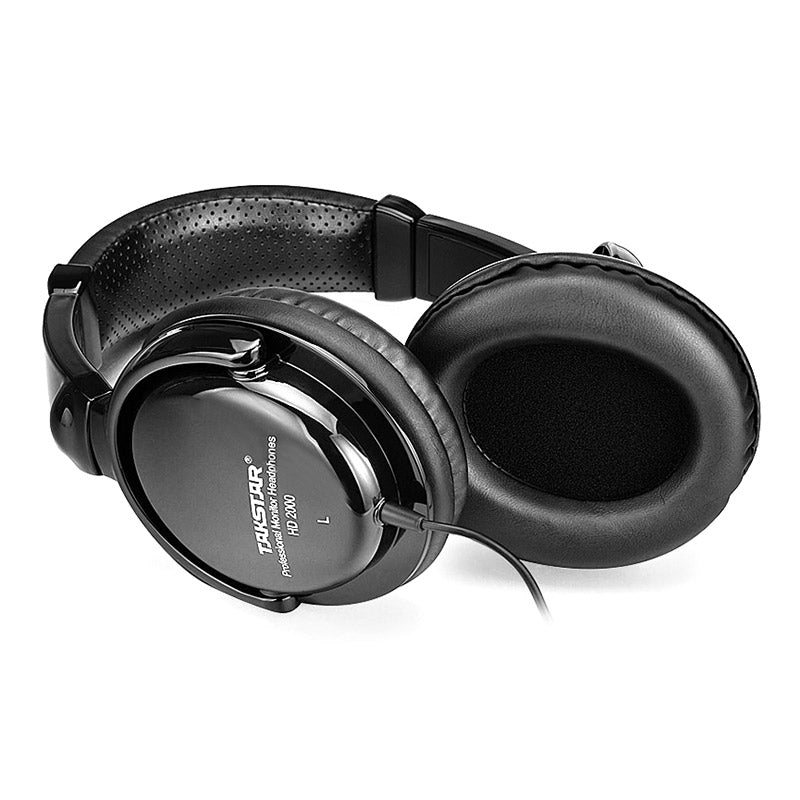 Takstar HD 2000 studio headphones Kenya – close-up of left earcup showing leather ear pad texture and HD 2000 model badge