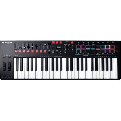 M-Audio Oxygen Pro 49 Kenya top-down view showing full control surface, keys, pads and faders