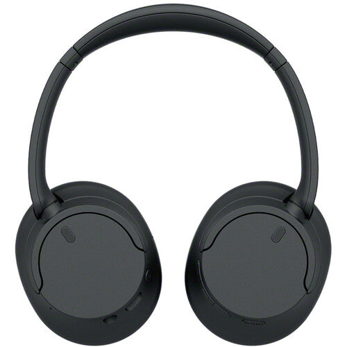 Sony WH-CH720N Kenya black headphones, front-facing view showing ear cup buttons and minimalist design