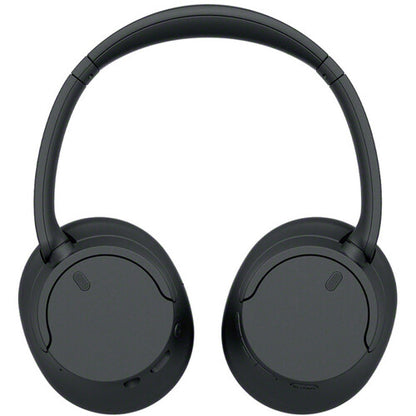 Sony WH-CH720N Kenya black headphones, front-facing view showing ear cup buttons and minimalist design