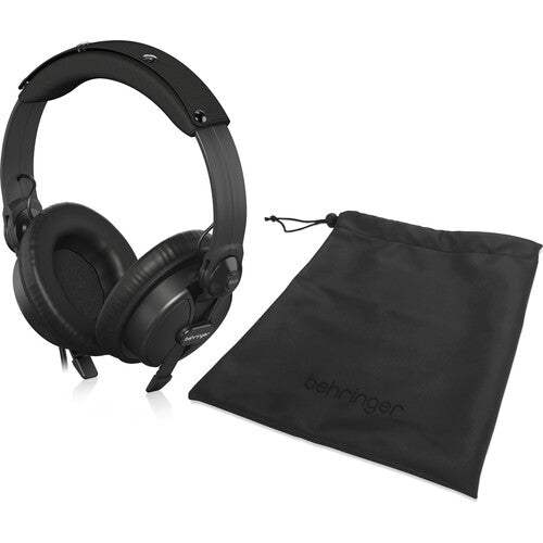 Behringer BH30 studio headphones Kenya shown with included black drawstring carry pouch for storage and transport