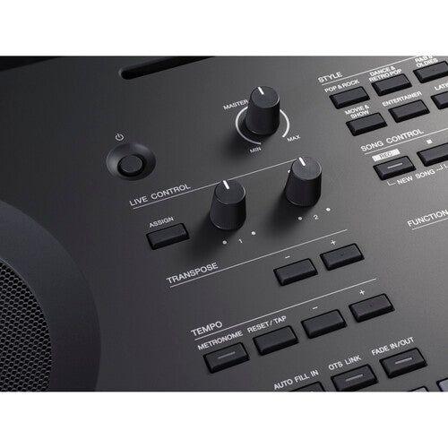 Yamaha PSR-SX620 arranger keyboard Kenya Chord Looper and Mixer EQ buttons with blue LED indicators`