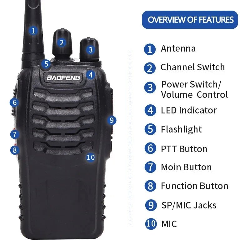 2/4PCS Baofeng BF - 888S V2 Walkie Talkie – Dual Band Portable Long Range UHF 400 - 470MHz Ham Two Way Radio with USB Charging for Hunting and Outdoor Activities - ZAMAR AUDIO SOLUTIONS