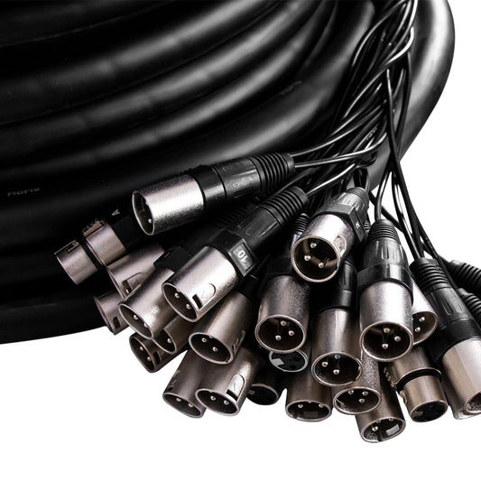28 channel snake cable Kenya — XLR male and female multicore connectors fanned out from coiled trunk
