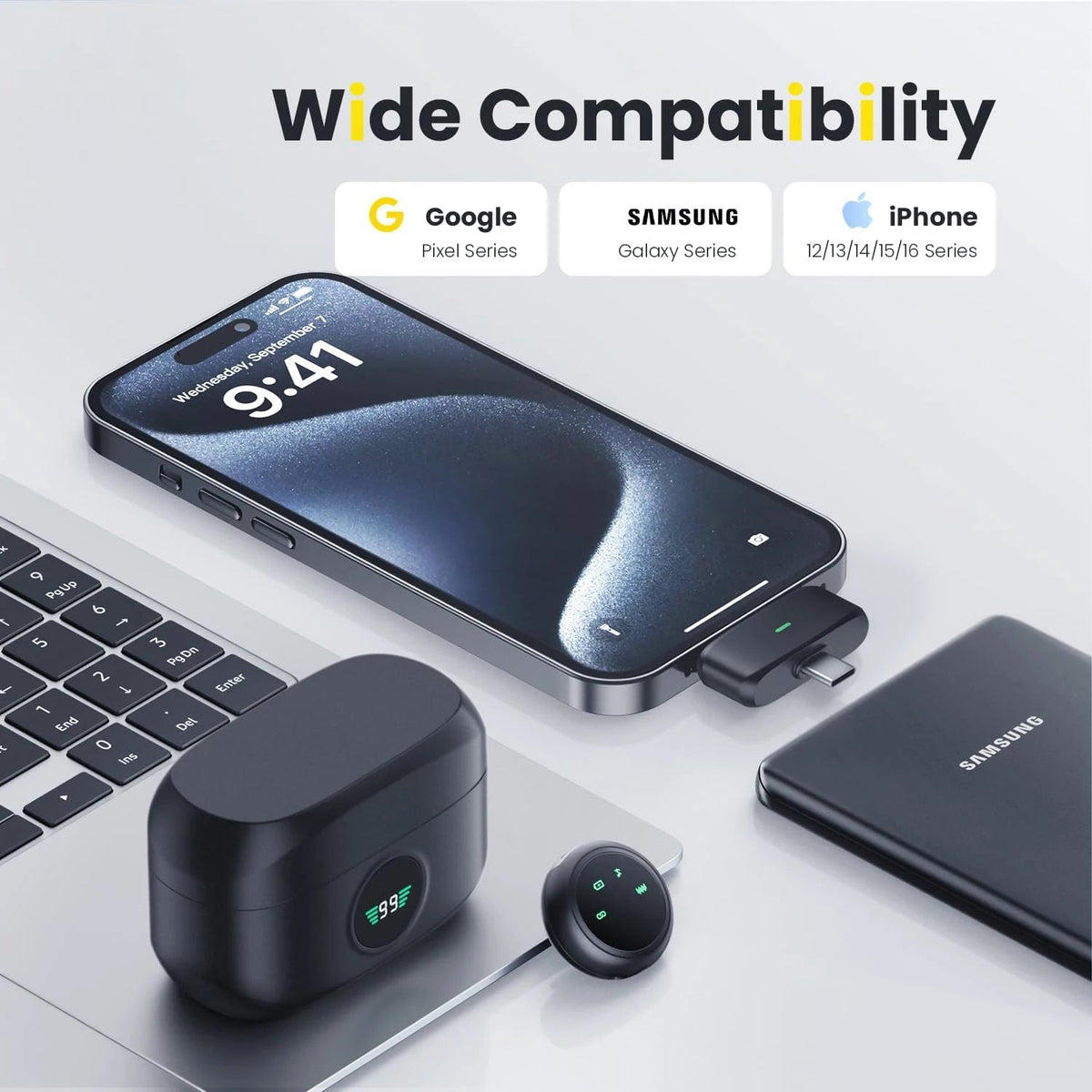 2in1 Wireless Lavalier Lapel Microphone – For iPhone, iPad, Android, Magnetic Clip, Charging Case, Live Broadcast, Video Vlog - ZAMAR AUDIO SOLUTIONS