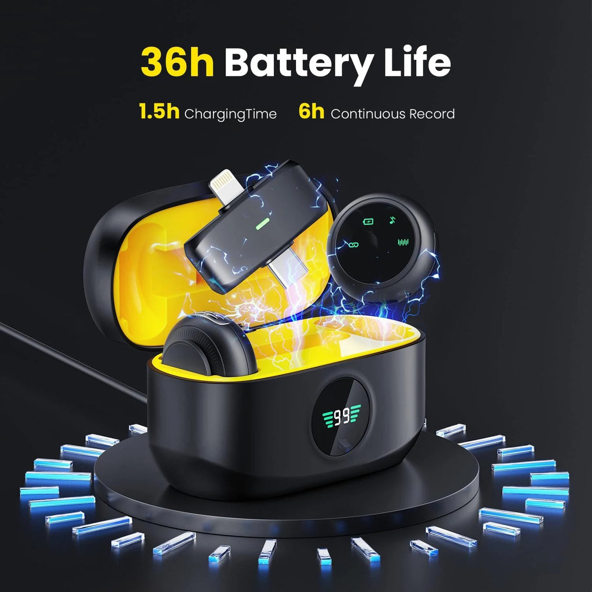 2in1 Wireless Lavalier Lapel Microphone – For iPhone, iPad, Android, Magnetic Clip, Charging Case, Live Broadcast, Video Vlog - ZAMAR AUDIO SOLUTIONS