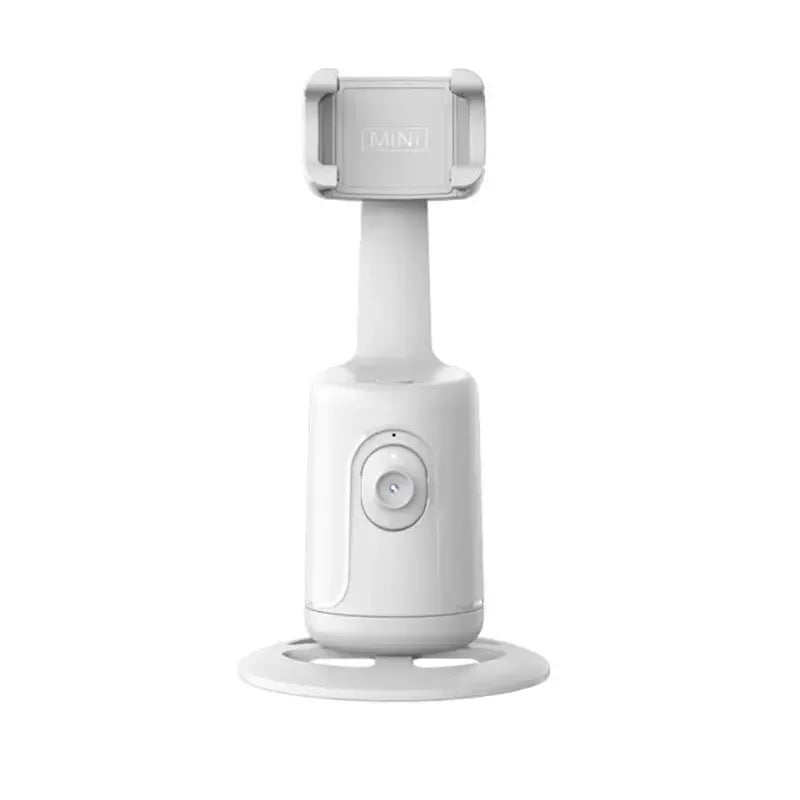 360° face tracking phone holder Kenya black color variant, full unit with MINI clamp on white background