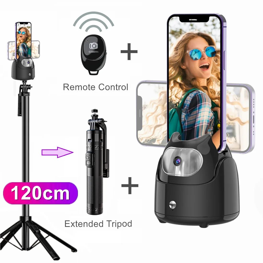 360° Rotation Automatic Face Tracking Gimbal Mobile Phone Holder – APP-Free AI Face Recognition Phone Tripod for Live Vlog Video - ZAMAR AUDIO SOLUTIONS