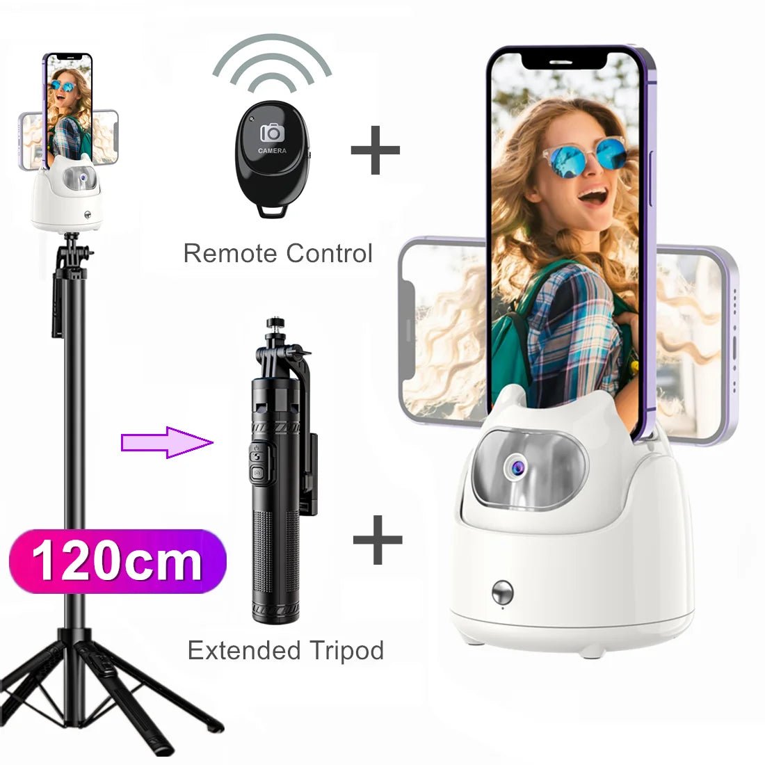 360° Rotation Automatic Face Tracking Gimbal Mobile Phone Holder – APP-Free AI Face Recognition Phone Tripod for Live Vlog Video - ZAMAR AUDIO SOLUTIONS