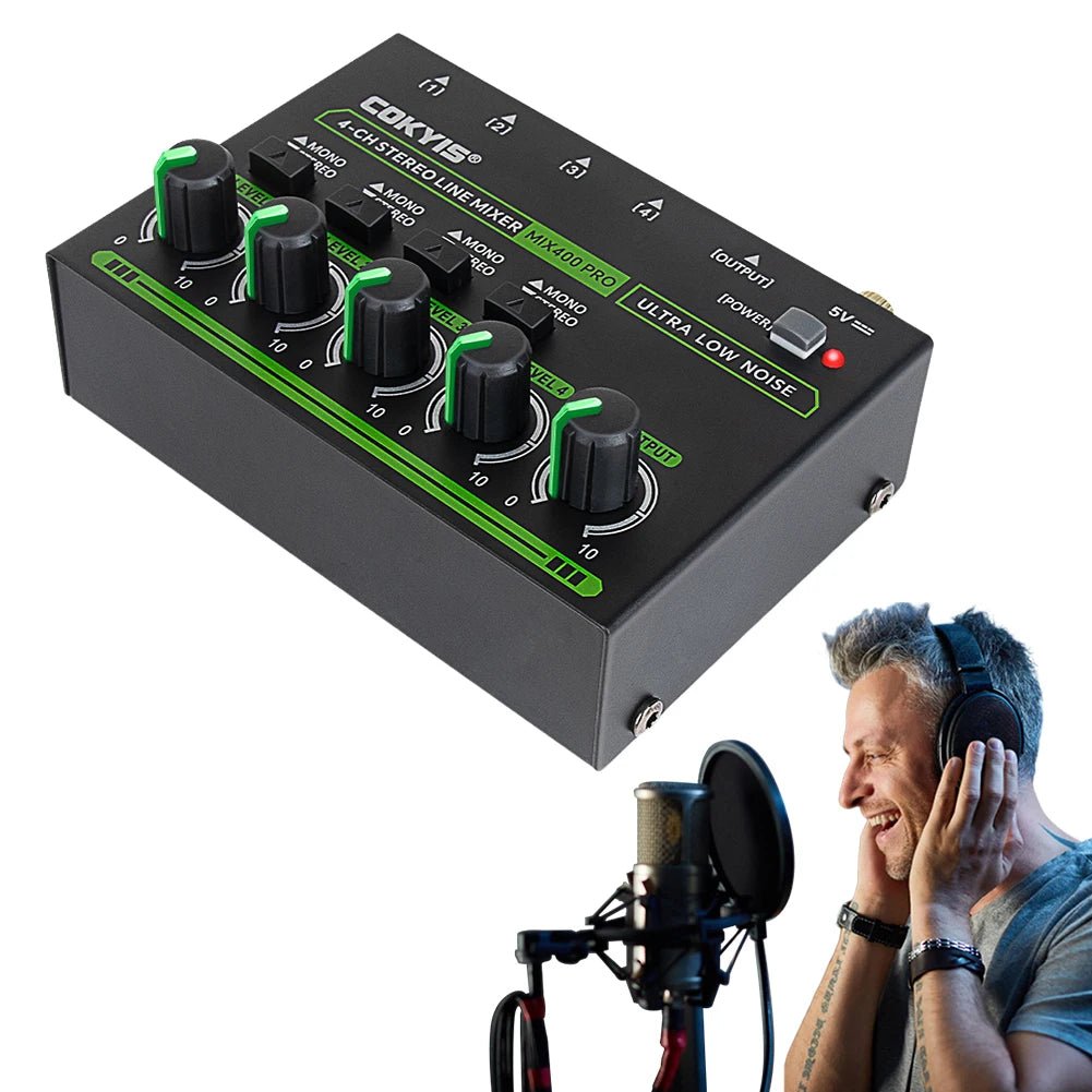 4 - Channel Mini Professional Sound Mixer with RGB Light Audios Mixer Mini Audio Mixer Line Mixer for Live Studio DJ Equipment - ZAMAR AUDIO SOLUTIONS