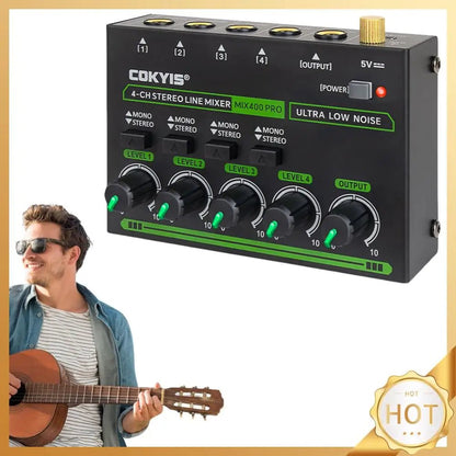 4 - Channel Mini Professional Sound Mixer with RGB Light Audios Mixer Mini Audio Mixer Line Mixer for Live Studio DJ Equipment - ZAMAR AUDIO SOLUTIONS