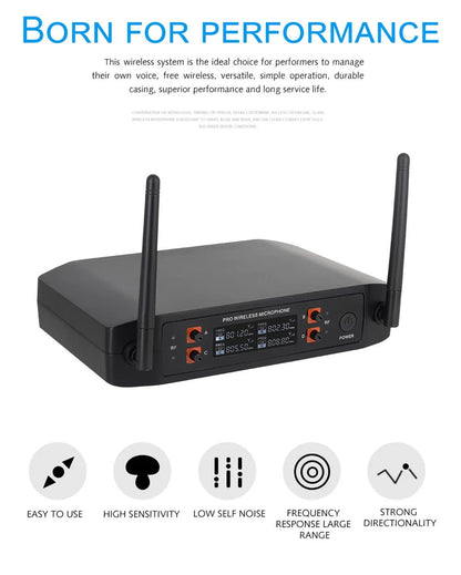4-Channel UHF Wireless Handheld Microphone System – Fixed Frequency Dynamic Mics for Karaoke, Weddings, Church & Live Performances - ZAMAR AUDIO SOLUTIONS