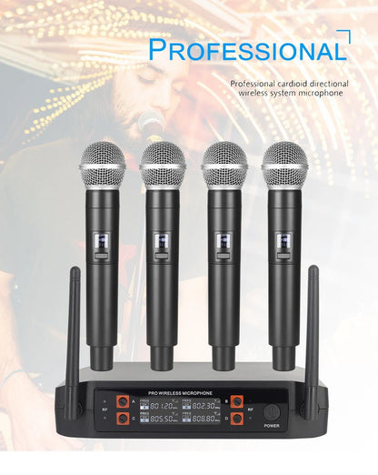 4 - Channel UHF Wireless Handheld Microphone System – Fixed Frequency Dynamic Mics for Karaoke, Weddings, Church & Live Performances - ZAMAR AUDIO SOLUTIONS