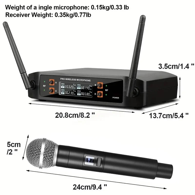 4 - Channel UHF Wireless Handheld Microphone System – Fixed Frequency Dynamic Mics for Karaoke, Weddings, Church & Live Performances - ZAMAR AUDIO SOLUTIONS