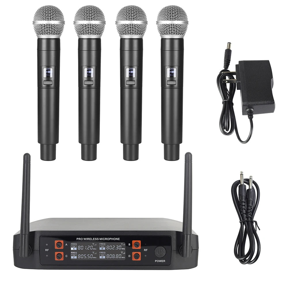 4-Channel UHF Wireless Handheld Microphone System – Fixed Frequency Dynamic Mics for Karaoke, Weddings, Church & Live Performances - ZAMAR AUDIO SOLUTIONS