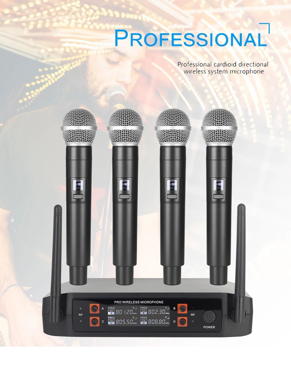 4-Channel UHF Wireless Handheld Microphone System – Fixed Frequency Dynamic Mics for Karaoke, Weddings, Church & Live Performances - ZAMAR AUDIO SOLUTIONS