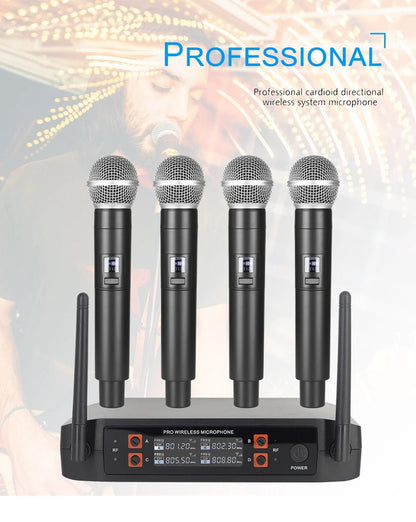 4-Channel UHF Wireless Handheld Microphone System – Fixed Frequency Dynamic Mics for Karaoke, Weddings, Church & Live Performances - ZAMAR AUDIO SOLUTIONS