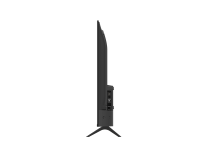 Close-up of the TCL S5400 Android TV’s connectivity panel showing HDMI, USB, and Bluetooth icons.