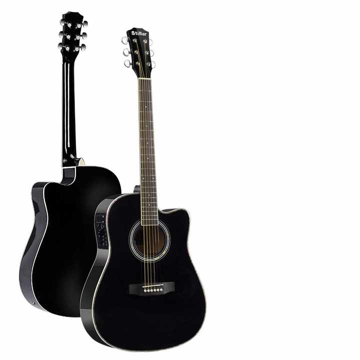 41-inch acoustic electric guitar Kenya — black cutaway front and back view, choose Ibanez Fender or Yamaha