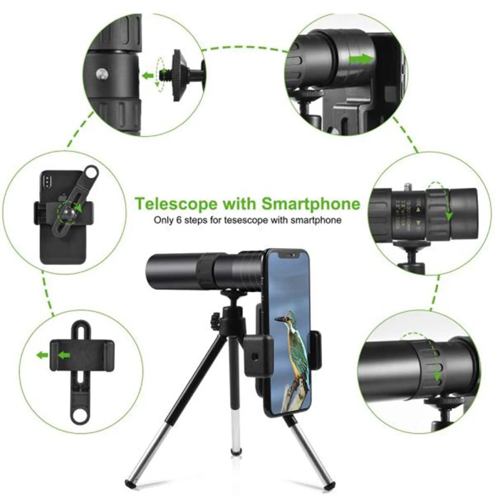 4K 10 - 300X40mm Monocular Telescope – Super Telephoto Zoom, Portable with Optional Tripod and Clip for Camping, Travel, Outdoor Activities - ZAMAR AUDIO SOLUTIONS