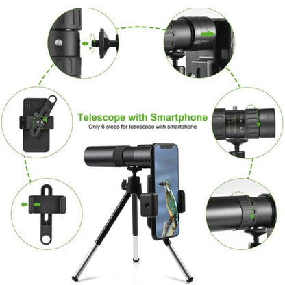 4K 10 - 300X40mm Monocular Telescope – Super Telephoto Zoom, Portable with Optional Tripod and Clip for Camping, Travel, Outdoor Activities - ZAMAR AUDIO SOLUTIONS