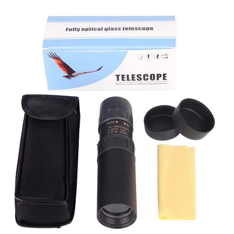 4K 10 - 300X40mm Monocular Telescope – Super Telephoto Zoom, Portable with Optional Tripod and Clip for Camping, Travel, Outdoor Activities - ZAMAR AUDIO SOLUTIONS