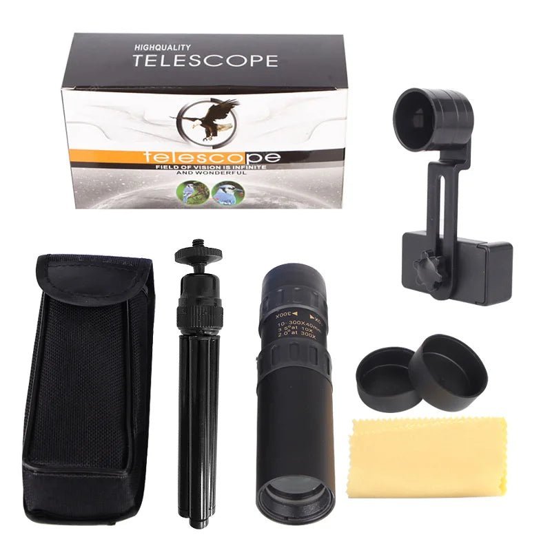 4K 10-300X40mm Monocular Telescope – Super Telephoto Zoom, Portable with Optional Tripod and Clip for Camping, Travel, Outdoor Activities - ZAMAR AUDIO SOLUTIONS